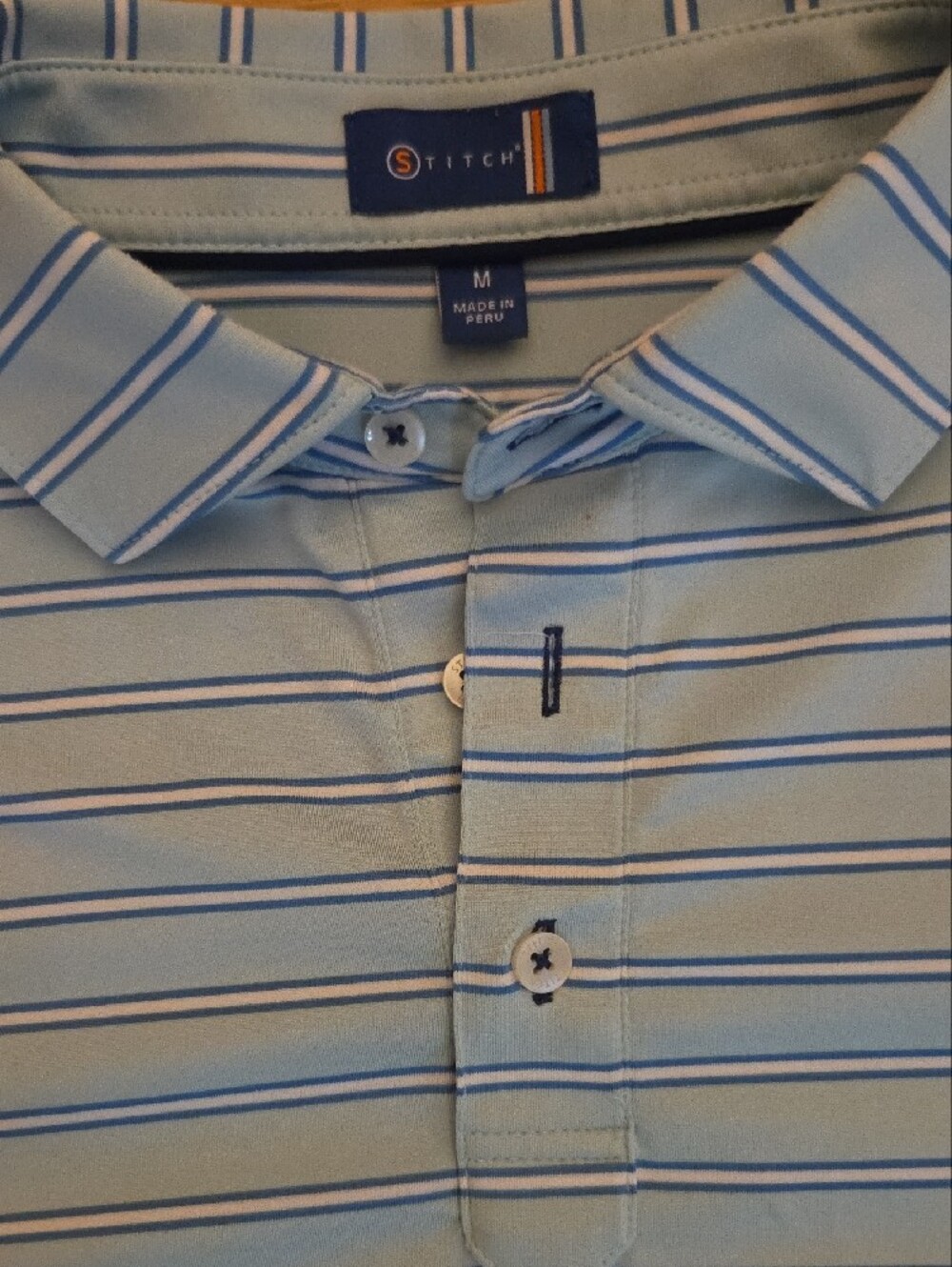 Stitch Golf Men's Size Medium Blue Multi Stripe Performance Polo Shirt NWOT - Picture 4 of 5